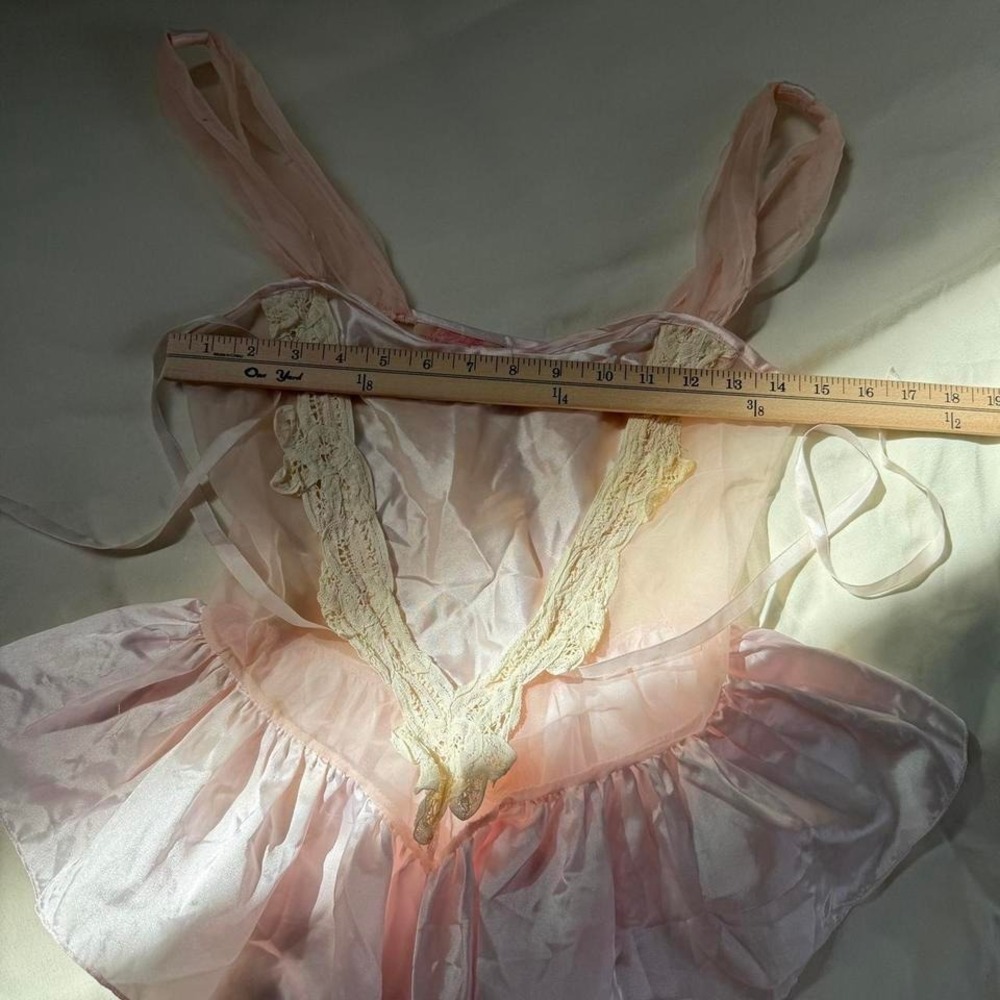 pink lace teddy  70s Flora pink lace‎ size small - Picture 4 of 6